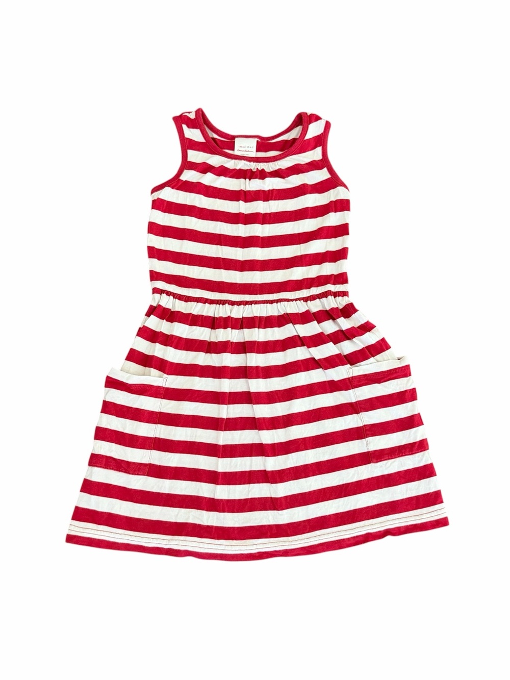 Hanna Andersson (6|7y) Red and White Striped Sleeveless Dress